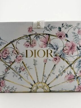 Dior Cream Bag with Pink Roses and Gold Logo
